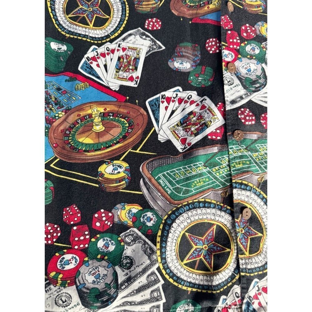 Vintage Bullhead Island Series Men's Sz XL Casino Vegas Poker Camp Shirt - Picture 9 of 15